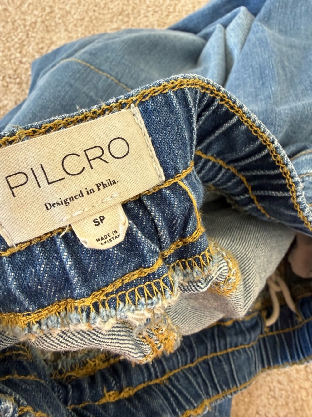 Pilcro Wide Leg Flared Hem Denim Jeans - Light Blue - Picture 5 of 8